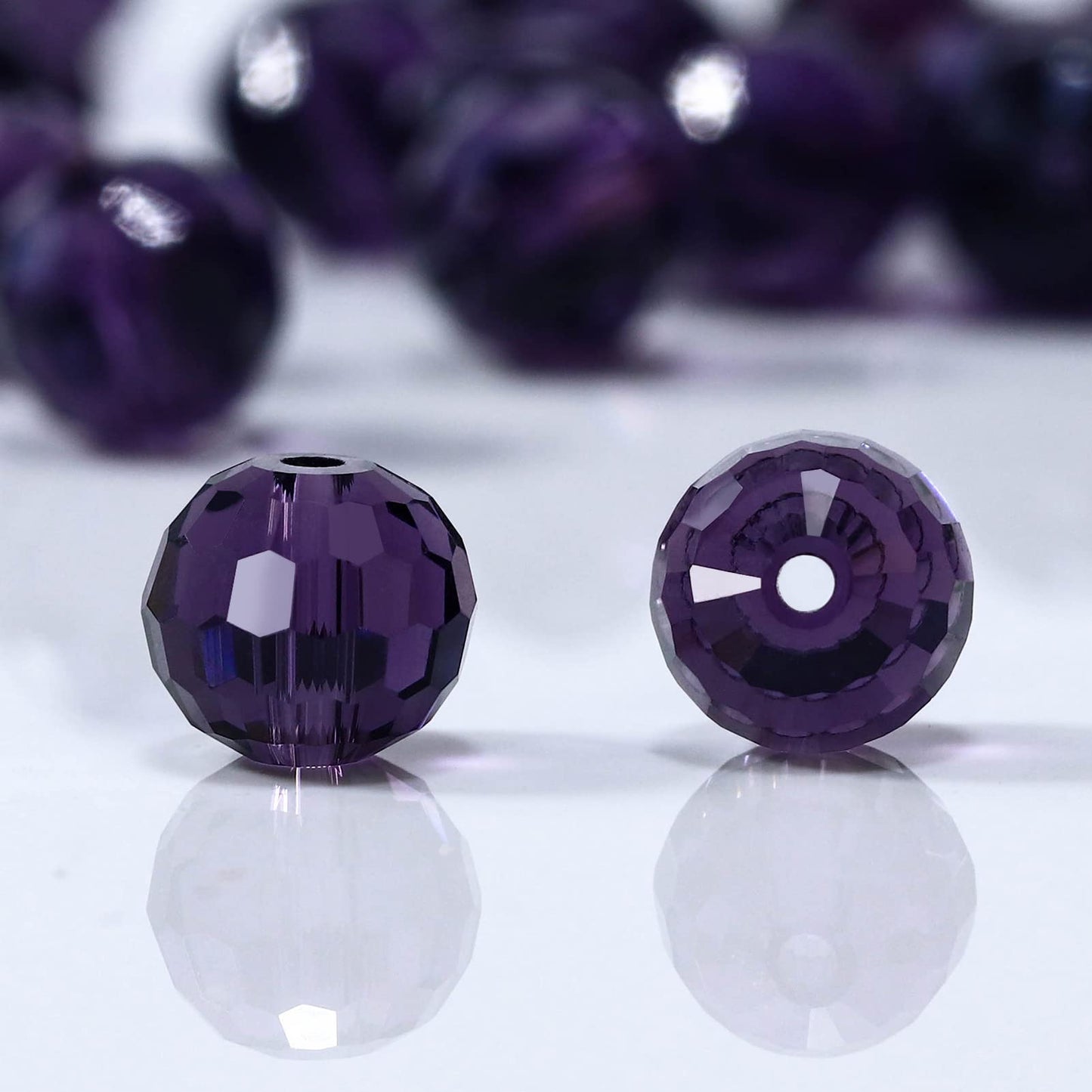 Dowarm 10MM Round Crystal Beads for Jewelry Making, Tanzanite Faceted Crystal Glass Beads for Crafts Bracelet Wind Chimes Suncatcher, #5003 Rondelle Spacer Beads, Loose Gemstones, 50PCS