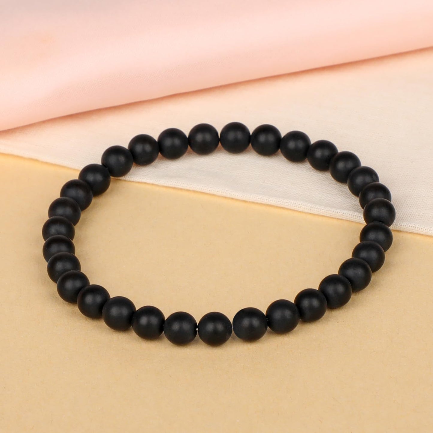 LPBeads Handmade Natural Gemstone Stretch Elastic 6mm Matte Black Onyx Bracelet Healing Crystal Round Stone Beads Jewelry Gifts for Women Men