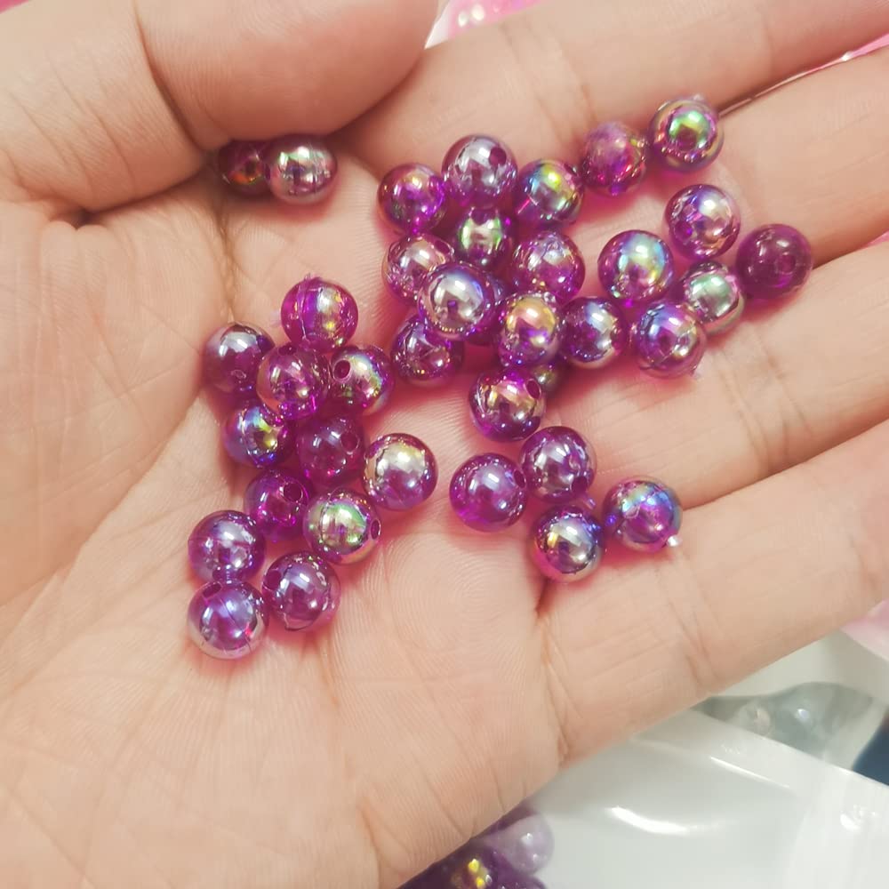 300 Pcs 8mm Acrylic Round Beads AB Colors Round Spacer Beads for Earring Bracelet Necklace Key Chains Jewelry DIY Craft Making(Dark Purple AB)
