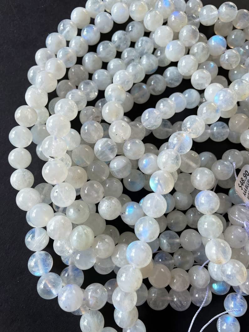 Natural White Moonstone Gemstone Round Loose Beads in 15.5" Strand (6mm)