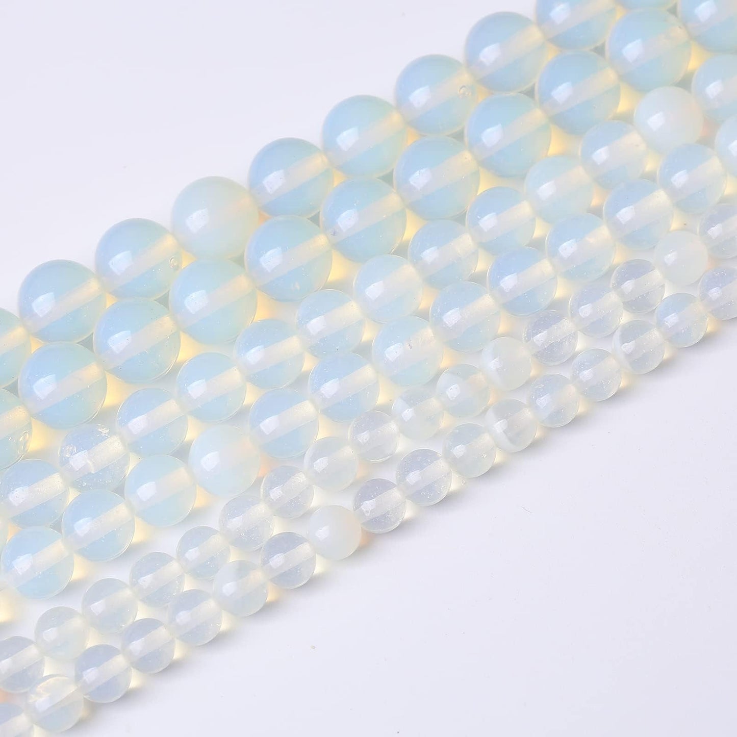 36PCS 10MM Natural White Opal Beads Round Loose Stone Beads for Jewelry Making DIY Energy Stone Healing Power Bracelet 15"