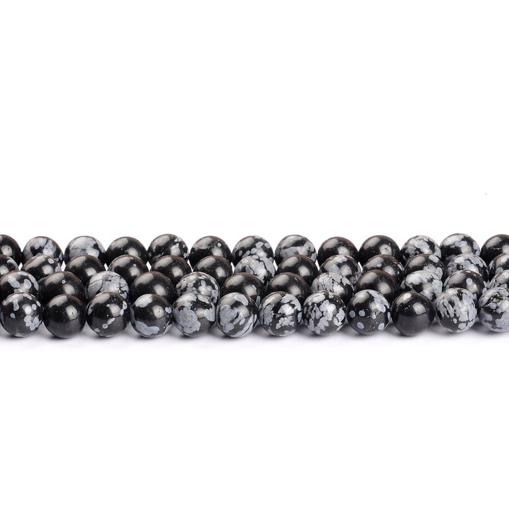 Natural Stone Beads 12mm Snowflake Gemstone Round Loose Beads Crystal Energy Stone Healing Power for Jewelry Making DIY,1 Strand 15"