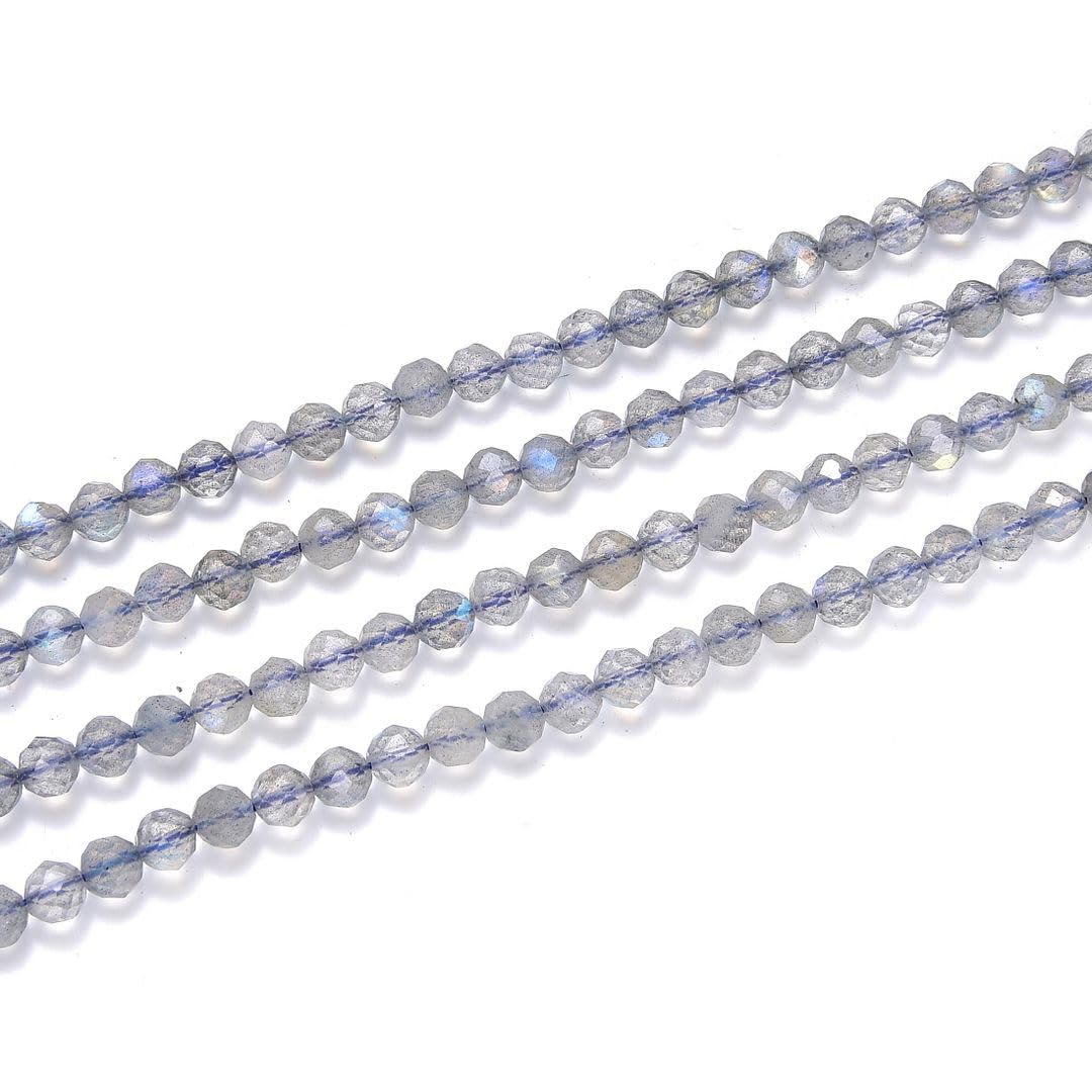 Adabele 30 Inch Natural Flashy Labradorite Healing Gemstone 3mm (0.12 Inch) Tiny Small Faceted Round Loose Beads Stone Spacer (250-270pcs Total) for Craft Jewelry Making GK3-5