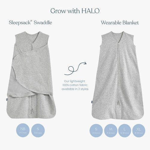 HALO 100% Cotton Sleepsack Swaddle - 3-Way Adjustable Wearable Blanket, TOG 1.5 | Multicolor Lions, Tigers, Bears, Small (3-6 Months)