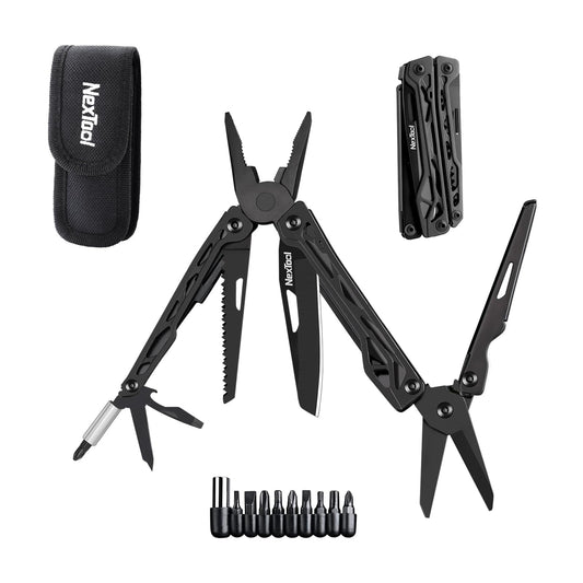 NexTool Multitool, 11 in 1 Multi Tool with Needle Nose Pliers, Scissors and Screwdriver Bits, Stainless Steel Multi Tool Pocket Knife with Safety Locking for Camping,Fishing,Hiking, Mens Gifts Unique