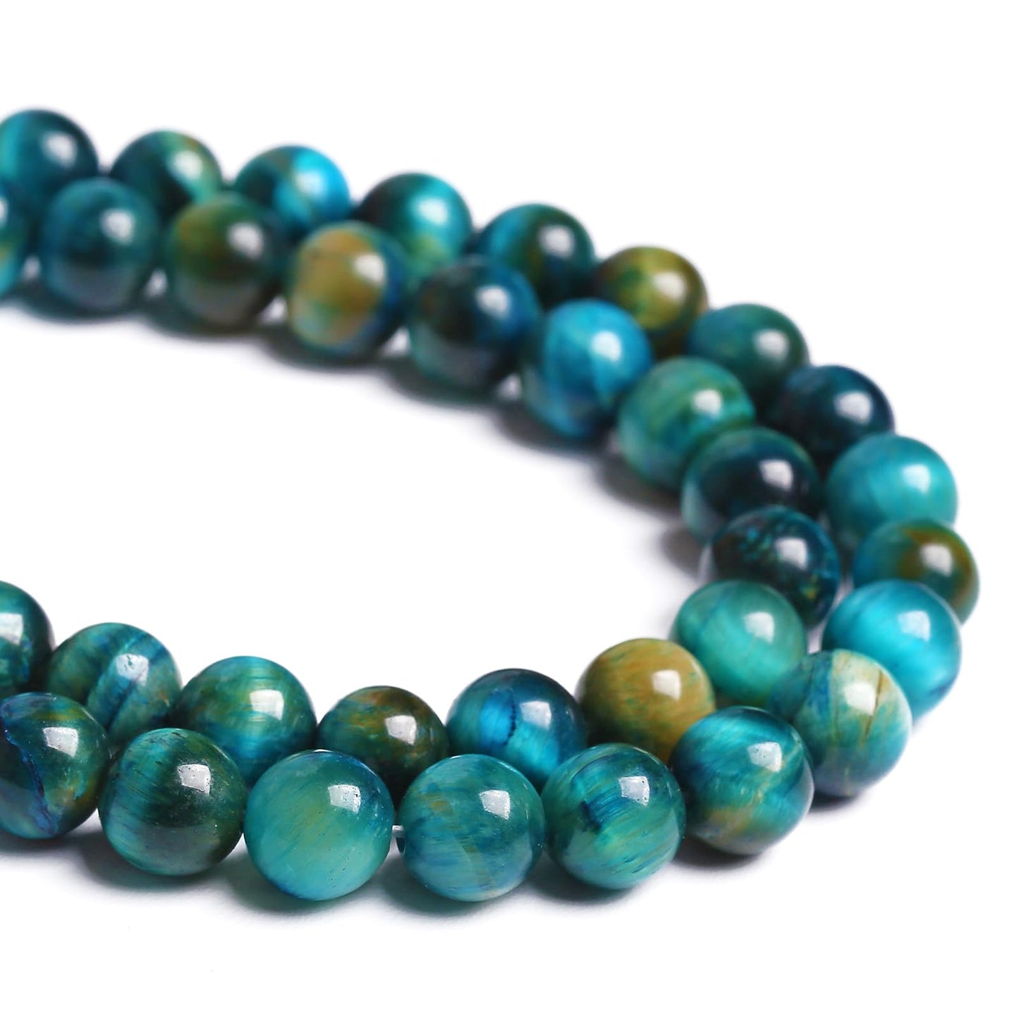 10mm 36PCS Peacock Blue Tiger Eye Stone Beads Natural Crystal Spacer Loose Beads for Jewelry Making DIY Bracelet Semi Precious 1 Strand 15 inches