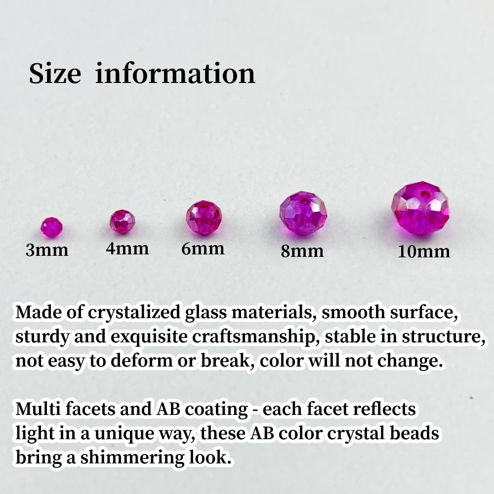 YHYPOCI 100pcs 8mm Crystal Glass Beads for Crafts Faceted Rondelle Glass Beads for Jewelry Making Crystal Spacer Beads for Necklaces Bracelets Earrings DIY Craft(Rose Red AB)