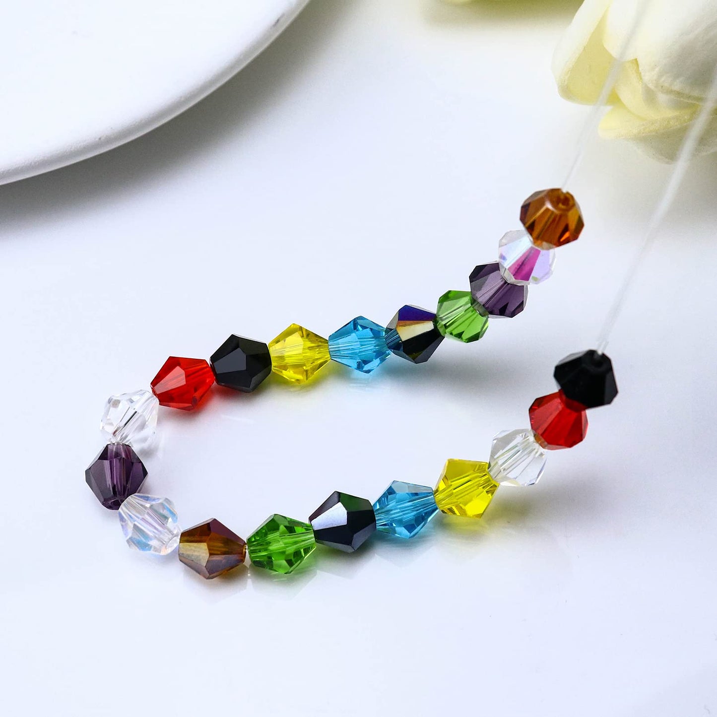 Dowarm 1000PCS 4MM Bicone Beads 4mm, Crystal Glass Beads for Jewelry Making, Craft, DIY Bracelet, Necklace, Dolls (Purple/Tanzanite/Violet)