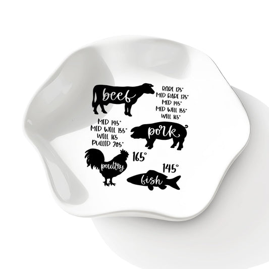 Cooking Temperatures Chart Large Spoon Rest for Kitchen, Ceramic Heat Resistant Utensil Holder for Stove Top, Funny Gift for Cooking Lovers Chirstmas Housewarming Present, 5.8 Inches