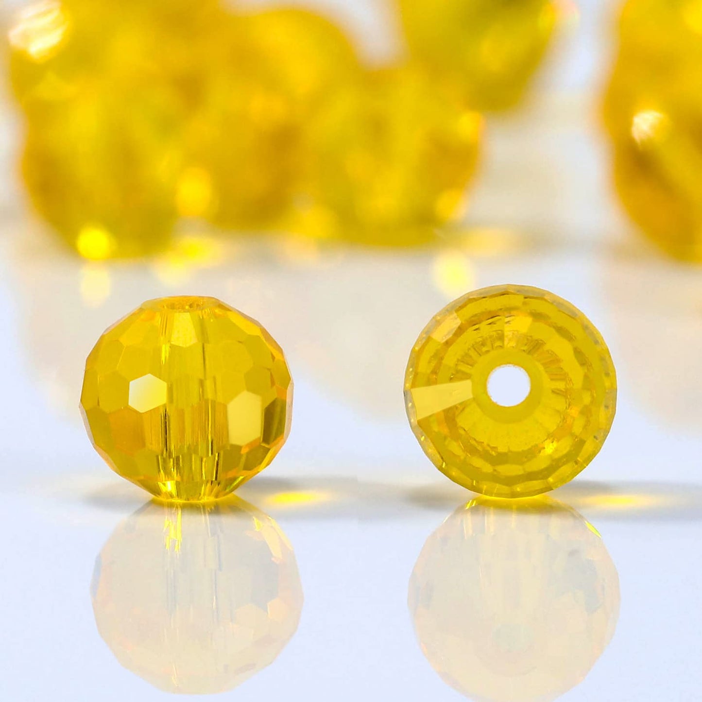 Dowarm 10MM Round Crystal Beads for Jewelry Making, Topaz Faceted Crystal Glass Beads for Crafts Bracelet Wind Chimes Suncatcher, #5003 Rondelle Spacer Beads, Loose Gemstones, 50PCS