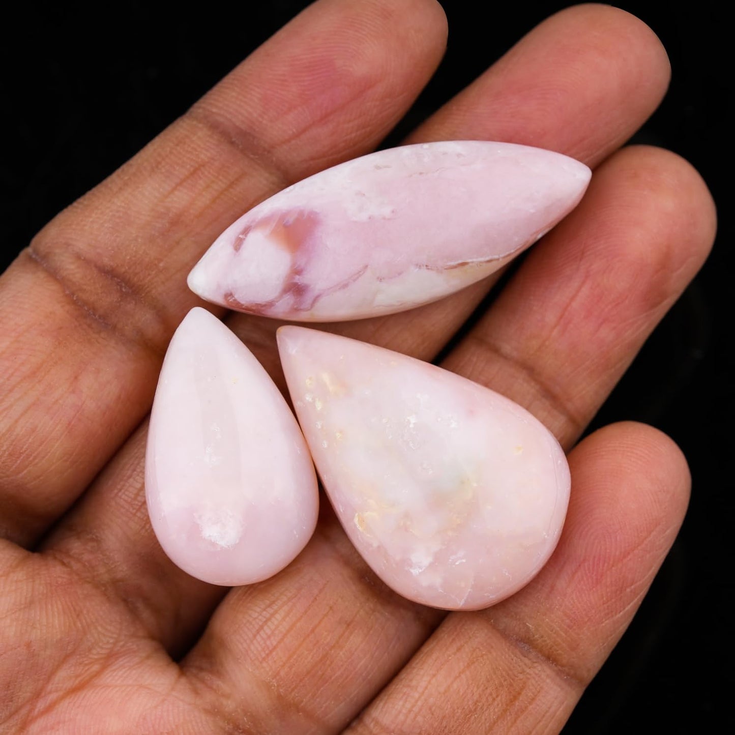 ColouredRocks (3pcs. PINK OPAL, Mix Shape, Natural Cabochon Crystals, Loose Gemstone, Wholesale Polished Supply, Jewelry Making, DIY Craft, Gem Collection (20-30mm free size)