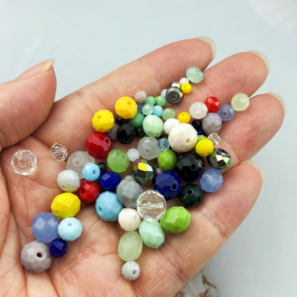 Pinhoollgo 100pcs 8mm Crystal Glass Beads Faceted Rondelle Glass Spacer Beads for Bracelets Necklace Pendants Earrings Key Chains Jewelry Making(Transparent)