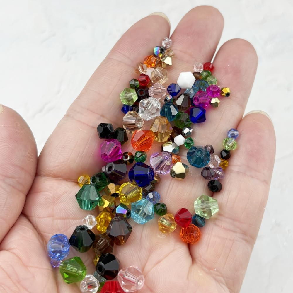 YUEXIGO 500pcs 3mm Bicone Glass Crystal Beads for Jewelry Making, Faceted Bicone Glass Spacer Beads for Bracelet Earring Necklace DIY Craft(Antique Brass)