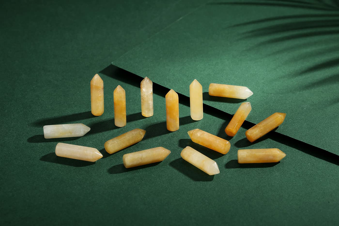 10PCS Yellow Aventurine Natural Healing Crystals Stones Sets Polished Tumbled Pocket Gemstones Bulk Hexagonal Points Reiki Energy Balancing Chakra Meditation Therapy Desk Decor Gift