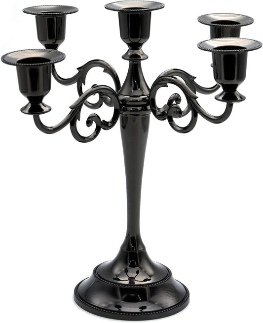 Skiennix Black Candelabra Candle Holders - 10.6 Inch Tall for Pillar & Taper Candles | Easy Assembly Halloween Decor