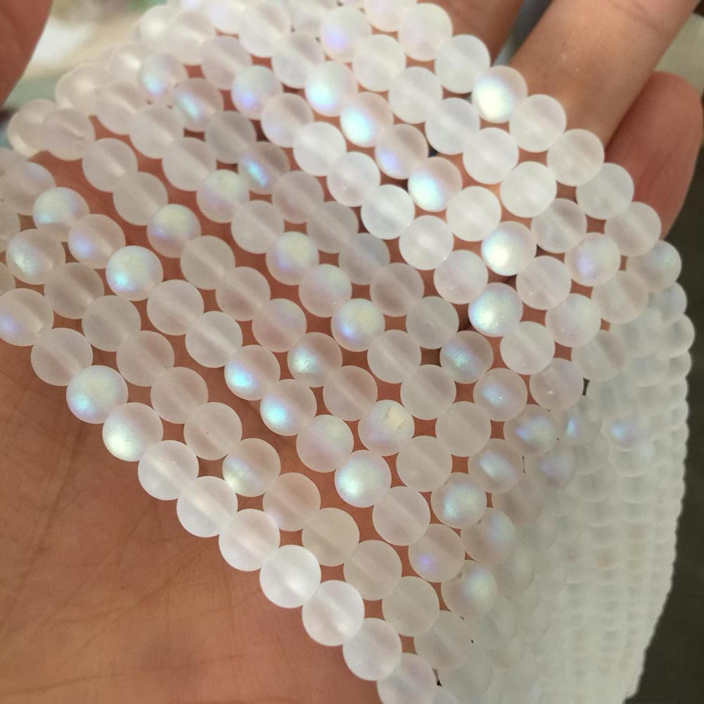 ccHuDE 200 Pcs Matte Crystal Glass Beads Mermaid Aurora Beads with Hole Jewelry Making Crafts DIY 10mm