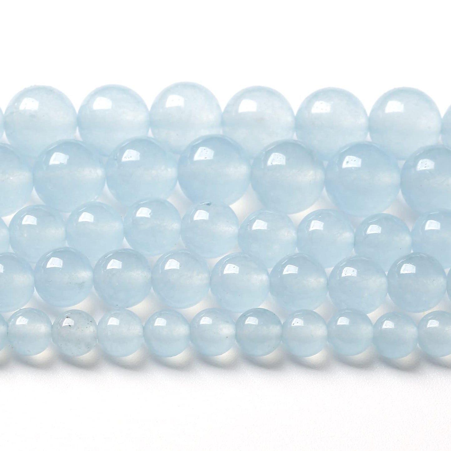 8MM 46PCS Natural Stone Light Blue Chalcedony Loose Beads for Jewelry Making DIY Bracelet Necklace