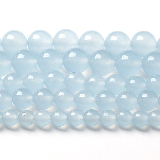 4MM 86PCS Natural Stone Light Blue Chalcedony Loose Beads for Jewelry Making DIY Bracelet Necklace