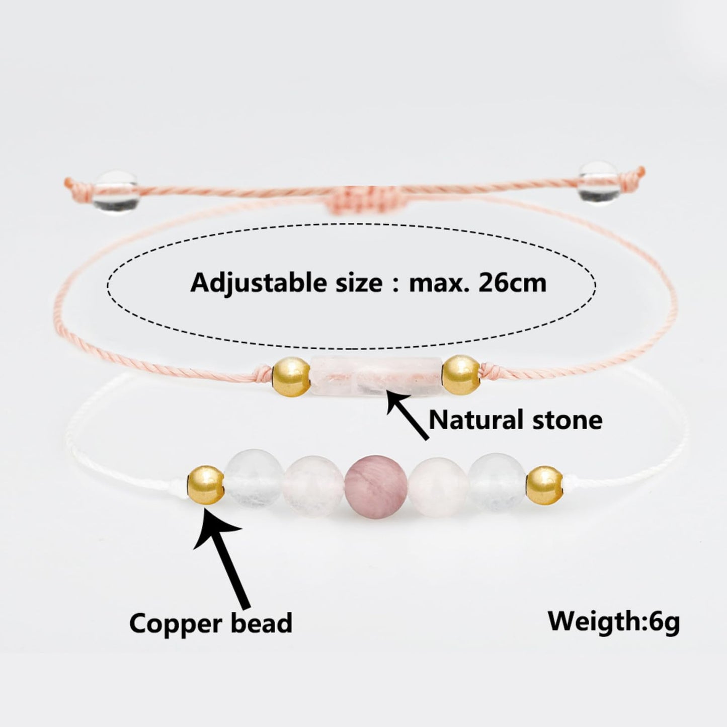 IQIC Handmade Fertility & Pregnancy Bracelet with Natural Rose Quartz, Aquamarine & Moonstone, Healing Crystal Bracelet for Pregnant Women, Comes with Blessing Card for Safe Delivery & New Beginnings