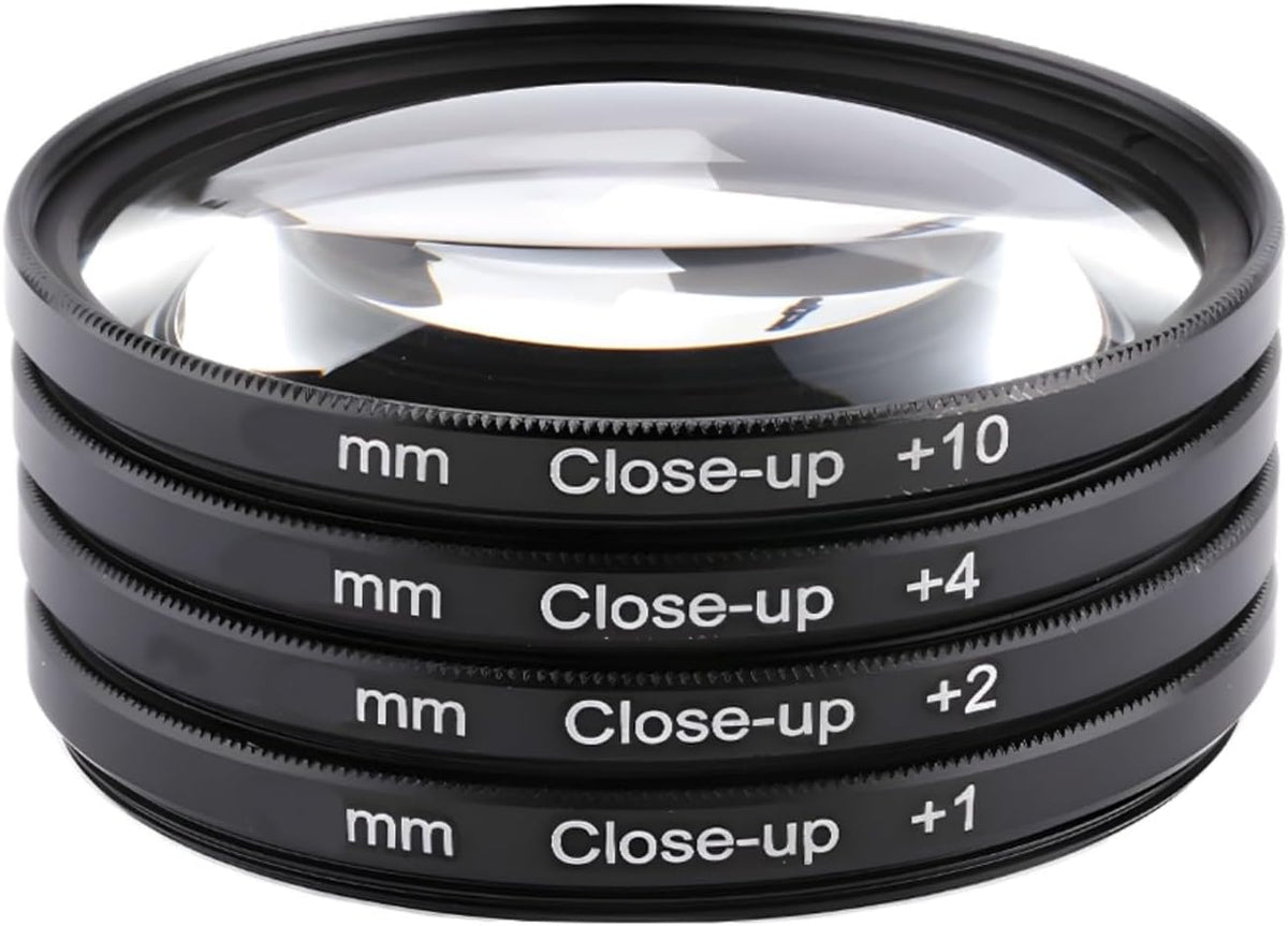 YOFOTIXAUU 82mm 4 (+1 +2 +4 +10) Set, (82mm) Close-Up Lens Filters Kit Pieces Macro Filter Lens Cap & Cleaning Cloth