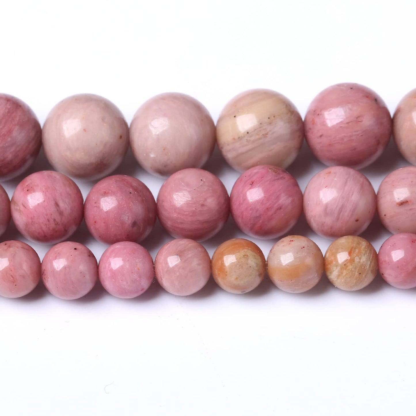 36PCS 10MM Natural Rhodonite Beads Round Loose Stone Beads for Jewelry Making DIY Energy Stone Healing Power Bracelet 15"