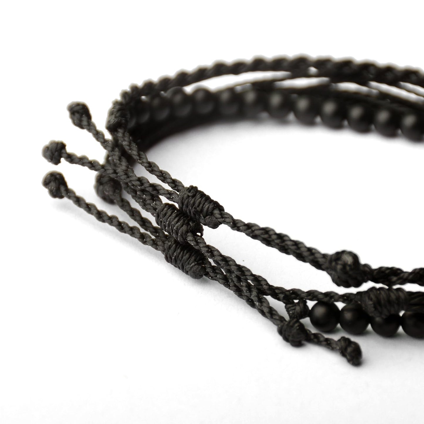 Handmade Natural Stone Beaded Healing Bracelet Gift for Men Adjustable Rope String Bracelet (black agate, Adjustable)