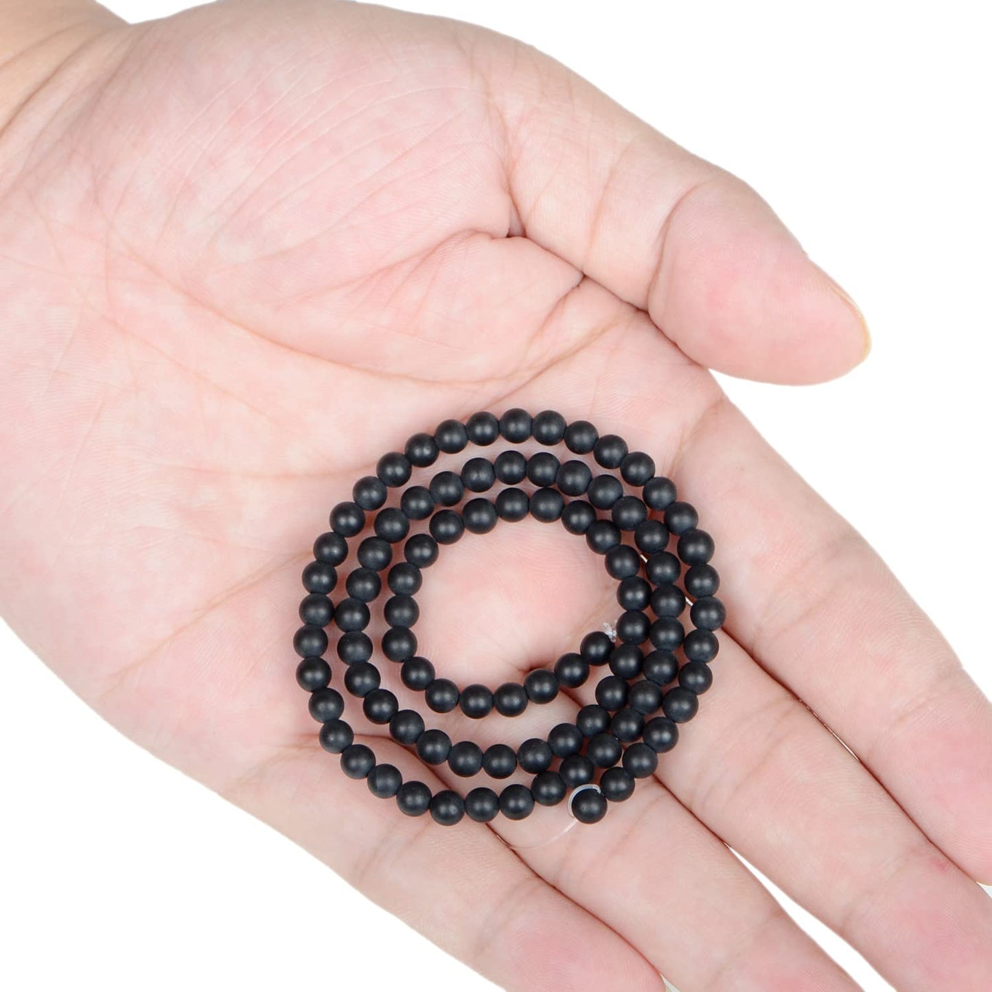 AD Beads Natural Gemstone Round Loose Beads 15" for Bracelet Necklace Earrings Jwelery Making Crafts DIY (4mm, Matte Black Onyx)