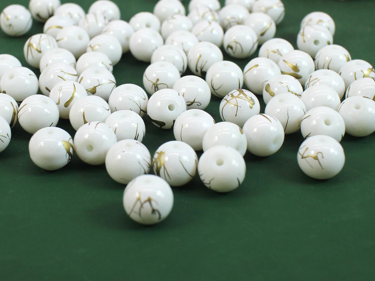Pamir Tong 500PCS 10mm White Round Glass Beads Bracelet Space Loose Smooth Beads for Jewelry Making, Earring, Necklaces, Keychains, Lanyards & Adult Crafting