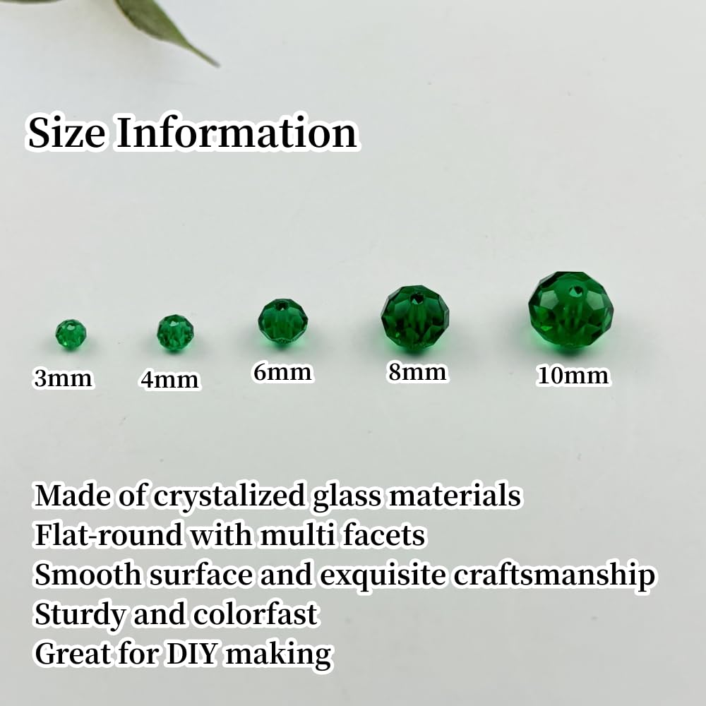 YUEXIGO 60pcs 10mm Crystal Glass Beads for Jewelry Making, Faceted Rondelle Glass Spacer Beads for Wind Chimes Bracelet Earring Necklace DIY Craft(Peacock Green)