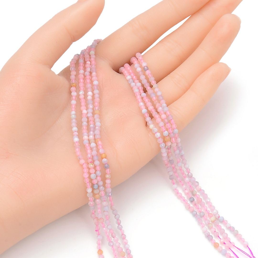 Adabele 30 Inch Natural Morganitge Beryl Healing Gemstone 3mm (0.12 Inch) Tiny Small Faceted Round Loose Beads Stone Spacer (280-300pcs Total) for Craft Jewelry Making GK3-10