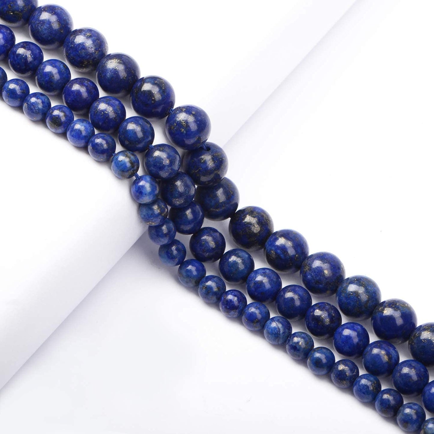 AD Beads Natural Gemstone Round Loose Beads 15" for Bracelet Necklace Earrings Jwelery Making Crafts DIY (8mm, Blue Lapis)