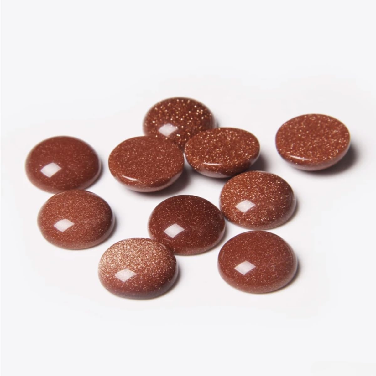 20pcs 10mm Natural Stone No Hole Gold Sandstone Semicircle Smooth Cabochons Beads Healing Chakra Crystal Stone Bead for Jewelry Making Rings Earrings Necklace Bracelet DIY Crafts