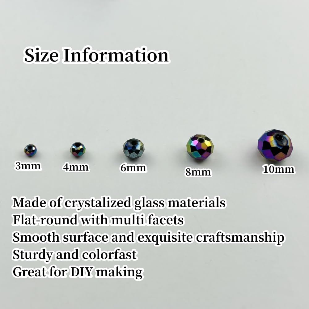 YUEXIGO 250pcs 6mm Crystal Glass Beads for Jewelry Making, Faceted Rondelle Glass Spacer Beads for Wind Chimes Bracelet Earring Necklace DIY Craft(Rainbow)