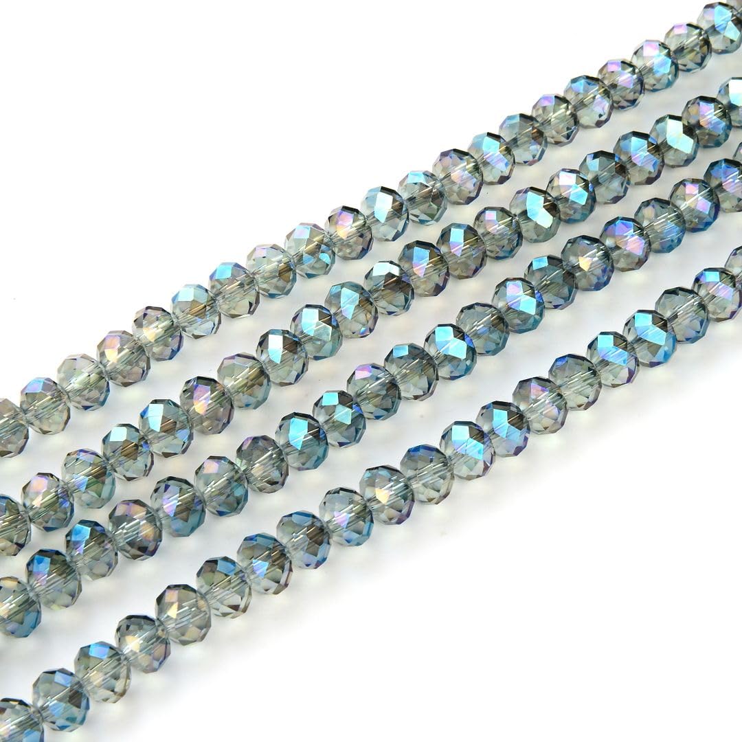 500pcs Czech Faceted Rondelle Crystal Glass Loose Beads 4mm Small Tiny Spacer Bulk Green Peridot Shimmer for DIY Craft Jewelry Making CCR436