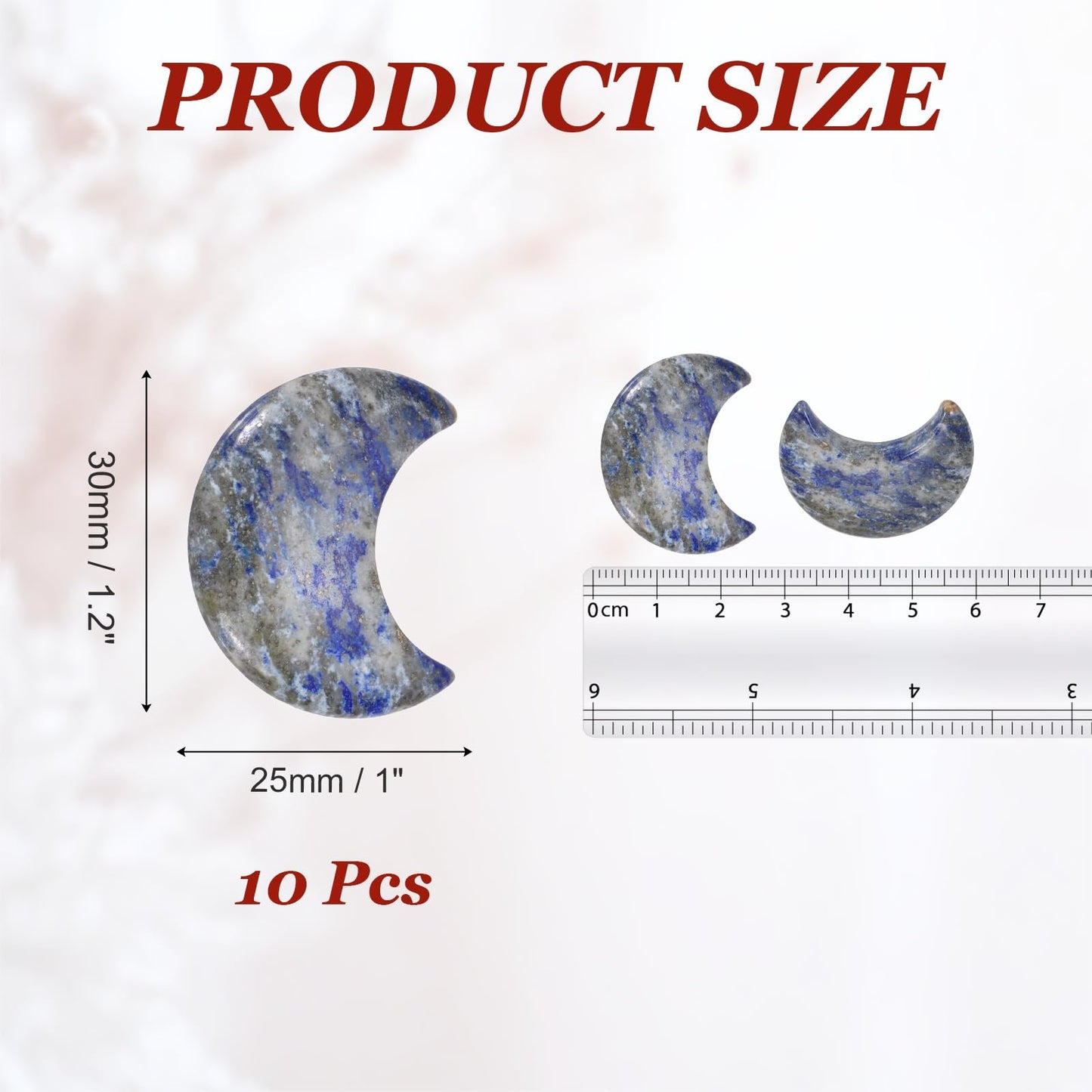 MECCANIXITY 10 Pcs Moon Crystal Worry Stone, 1.2 Inch Length Natural Lapis Lazuli Moon Gemstone Bulk, Carved Pocket Stones for Meditation Balancing Pendant Decor