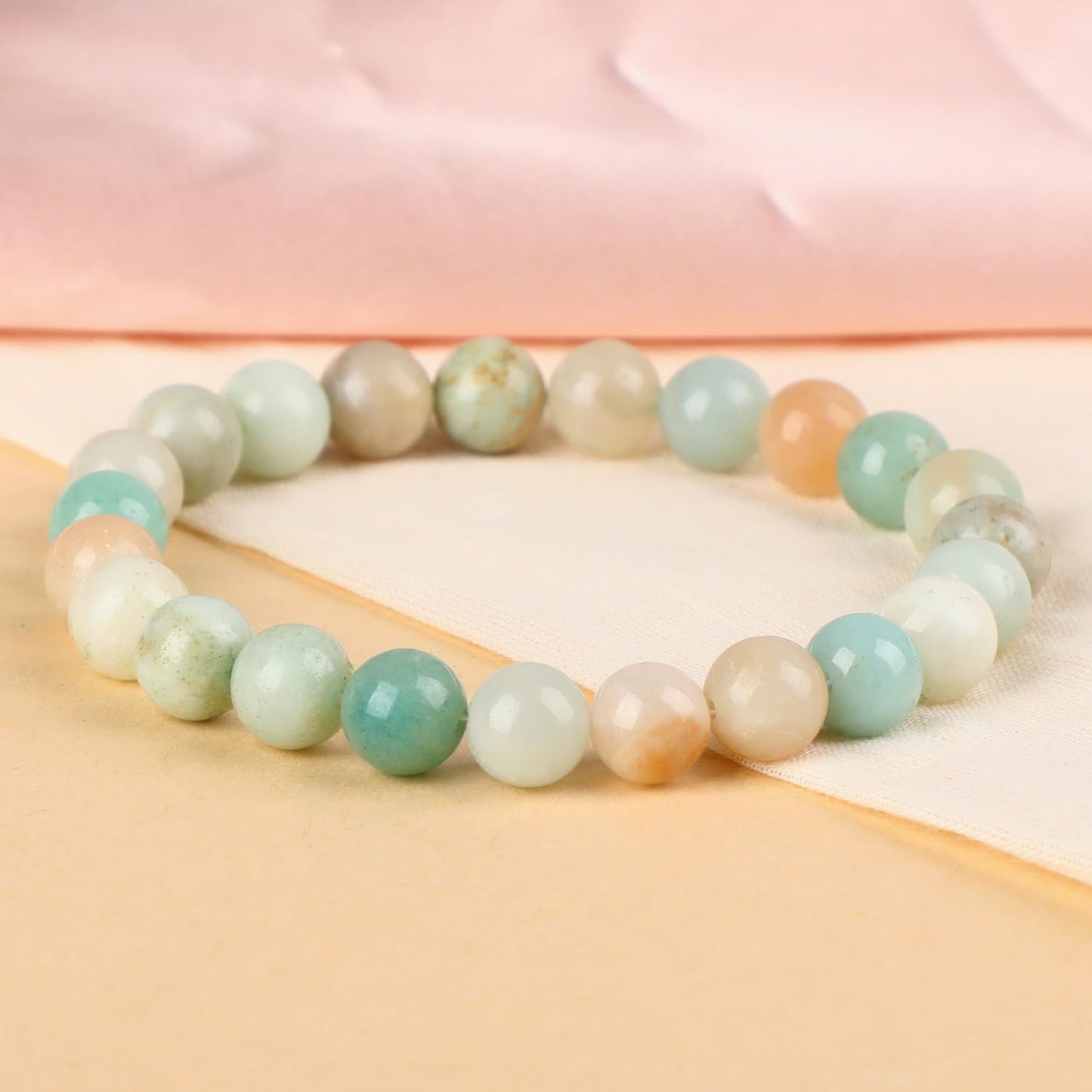 LPBeads Handmade Natural Gemstone Stretch Elastic 8mm Mulitcolor Amazonite Bracelet Healing Crystal Round Stone Beads Jewelry Gifts for Women Men