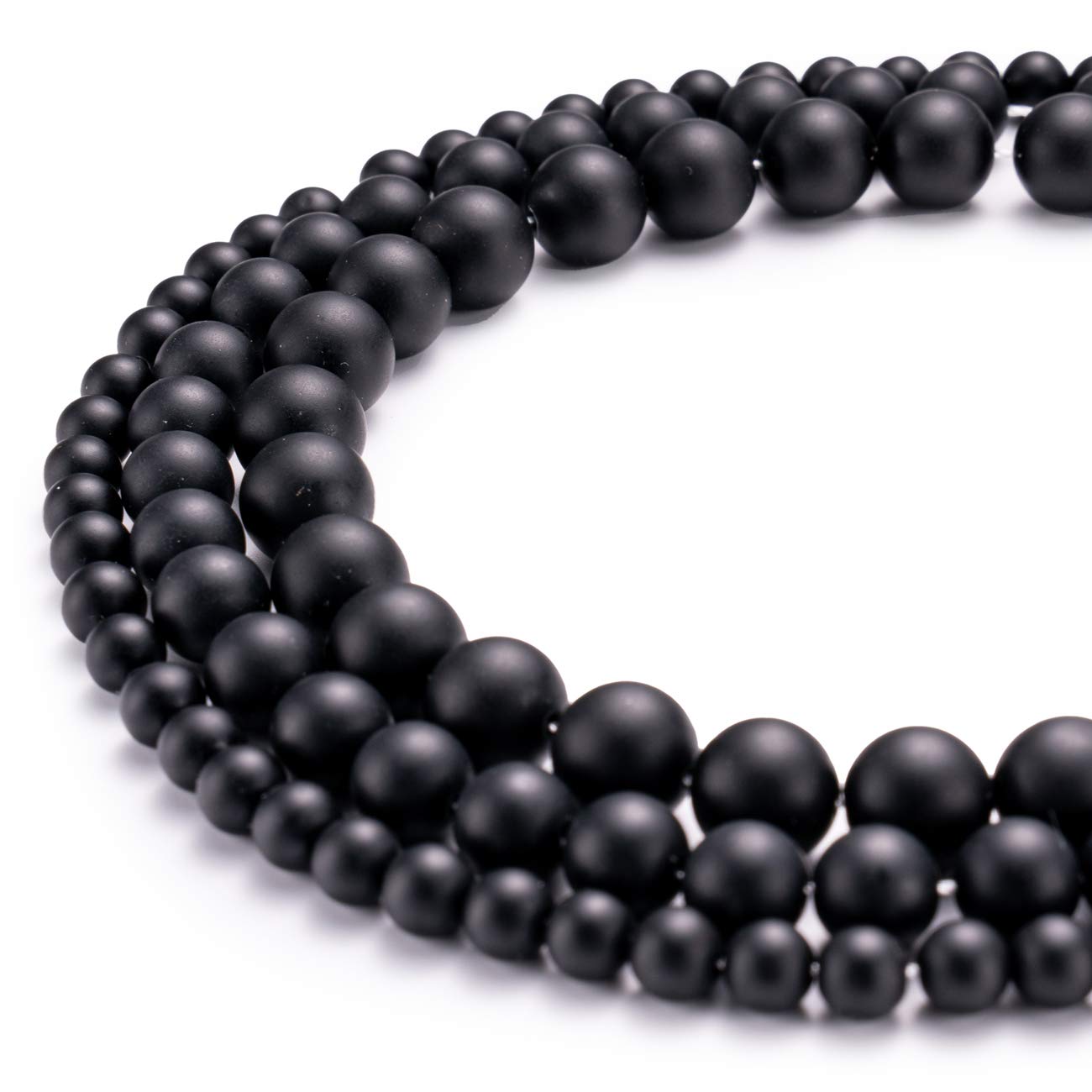 BEADIA Matte Black Onyx Natural Stone Round Loose Semi Gemstone Beads for Jewelry Making 6MM 61PCS