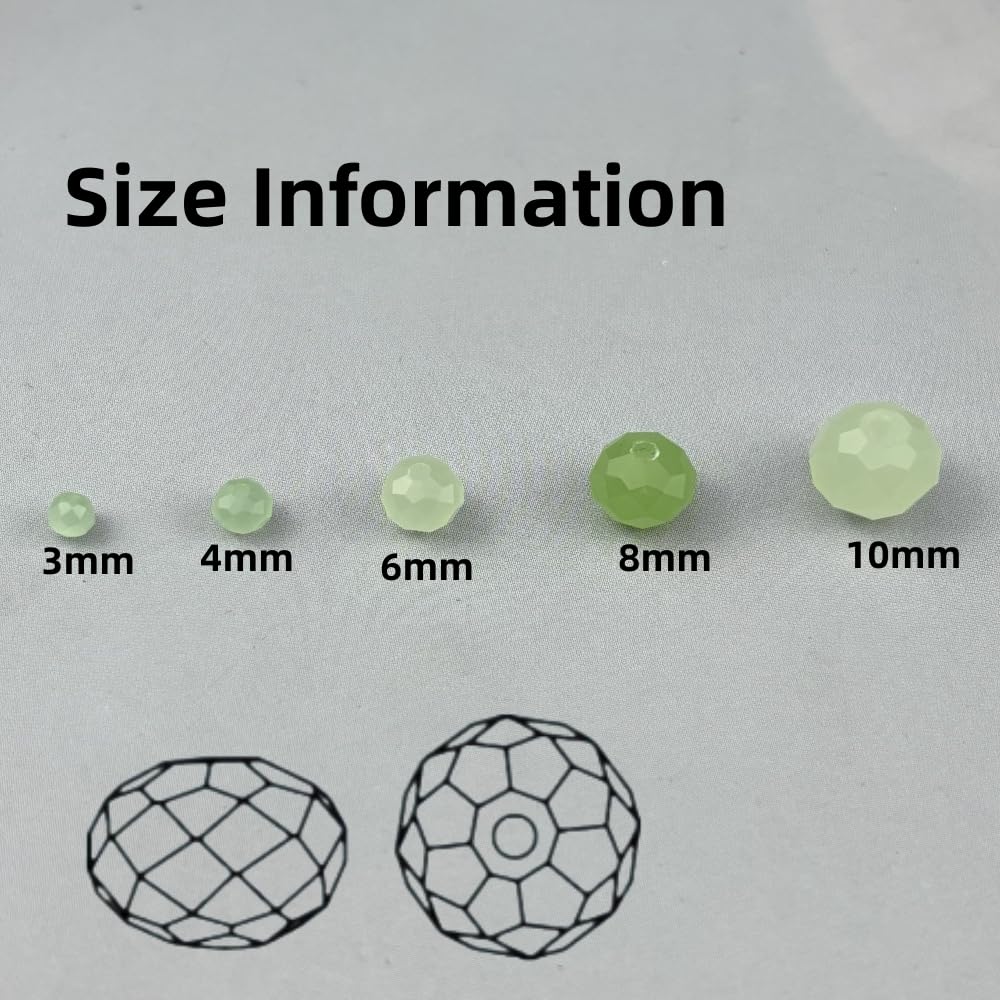 Pinhoollgo 200pcs 6mm Crystal Glass Beads Faceted Rondelle Glass Spacer Beads for Bracelets Necklace Pendants Earrings Key Chains Jewelry Making(Light Green Jade)