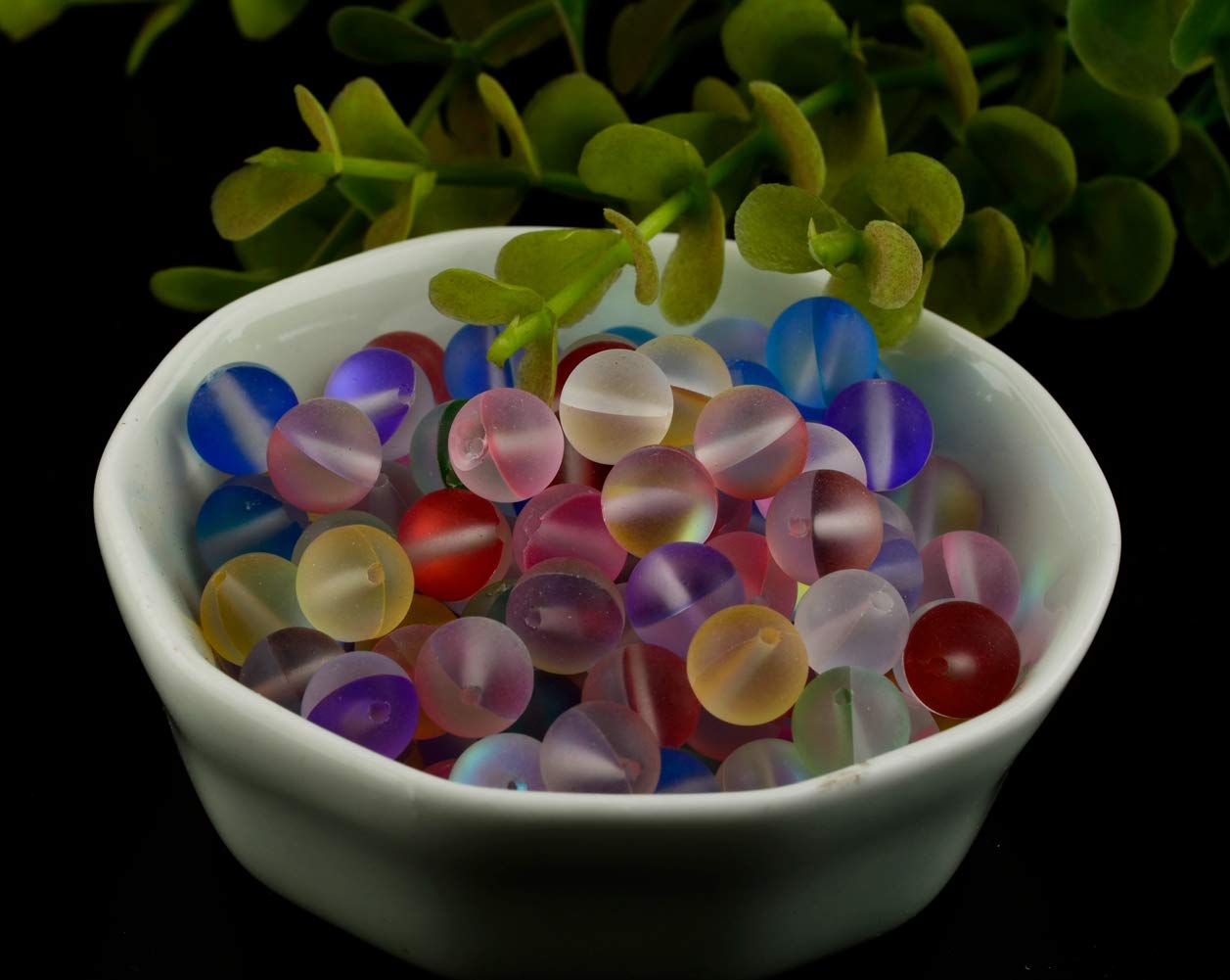 Matte Aurora Crystal Glass Beads 100pcs 6mm Flash Glitter Shining Mermaid Round Loose Aura Bead Frosted Moonstone for Jewelry Making