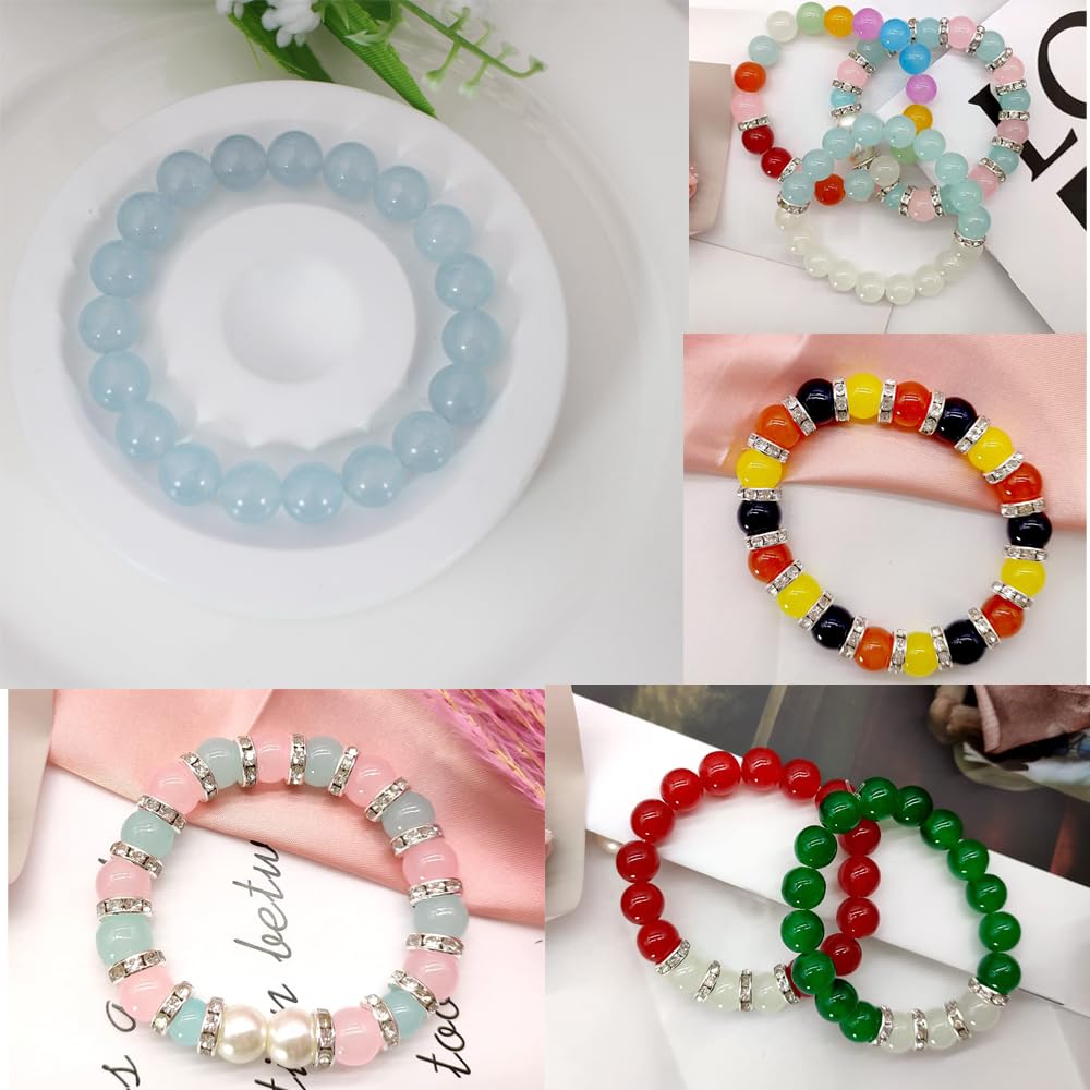 Pamir Tong 626PCS 10mm Glass Beads Jewelry Making Beads Imitative Jade Beads Bracelet Round Space Loose Beads for Earring, Necklaces-Adult Craft Supplies