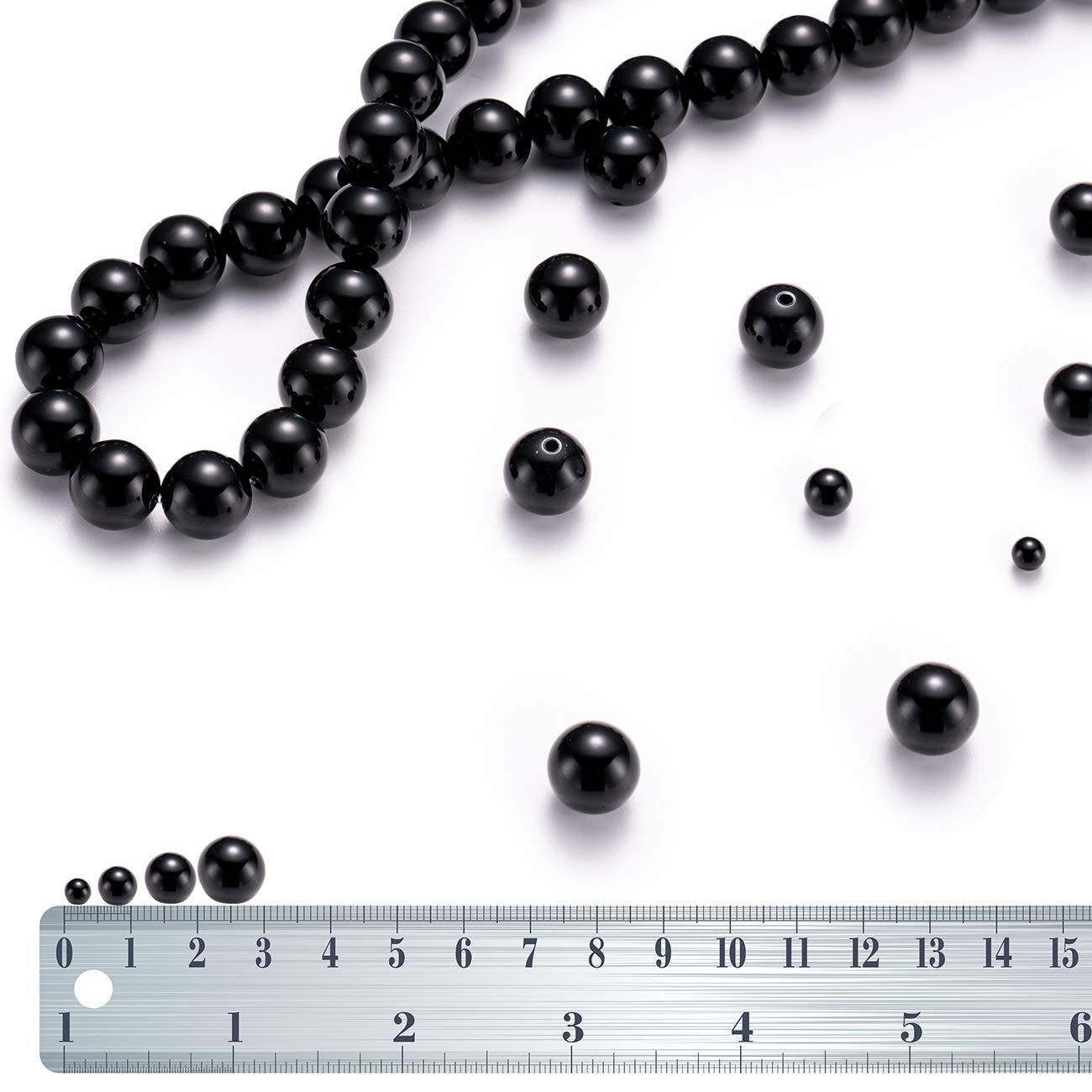 BEADIA Natural Black Onyx Stone Round Loose Semi Gemstone Beads for Jewelry Making 4MM 89PCS