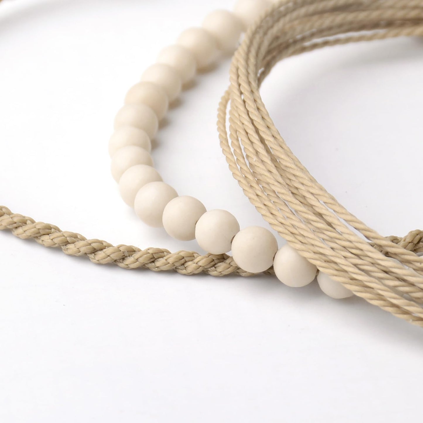 Handmade Natural Stone Beaded Healing Bracelet Gift for Men Adjustable Rope String Bracelet (White fossil, Adjustable)