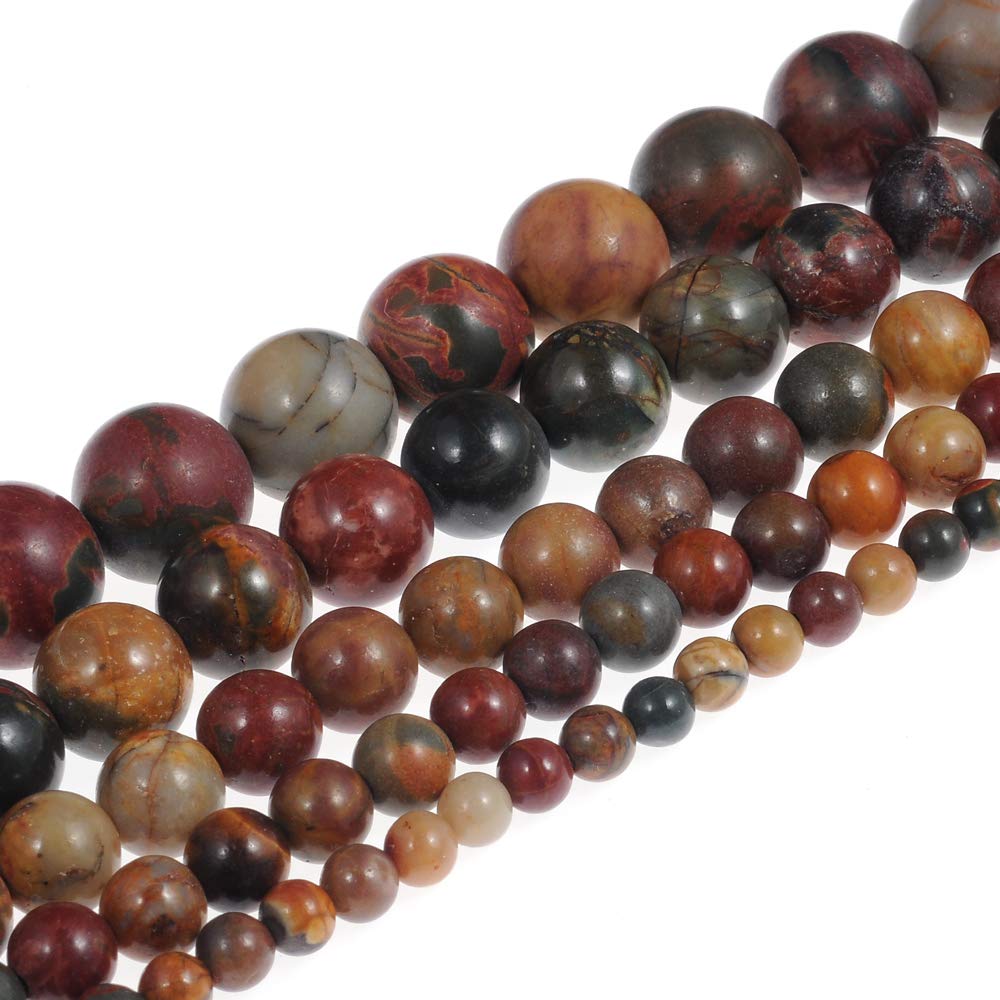 Natural Stone Beads 10mm Picasso Gemstone Round Loose Beads Crystal Energy Stone Healing Power for Jewelry Making DIY,1 Strand 15"