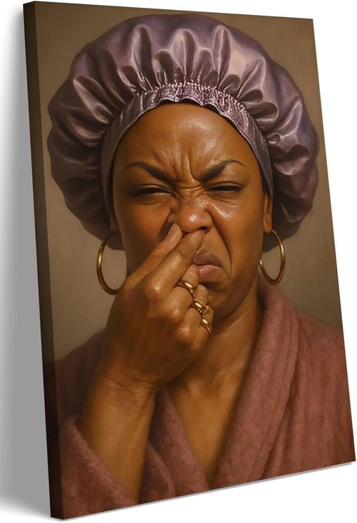 Humor Black Women Wall Art - Vintage Stank Face Decor | Funny African American Girl Poster 12x16in