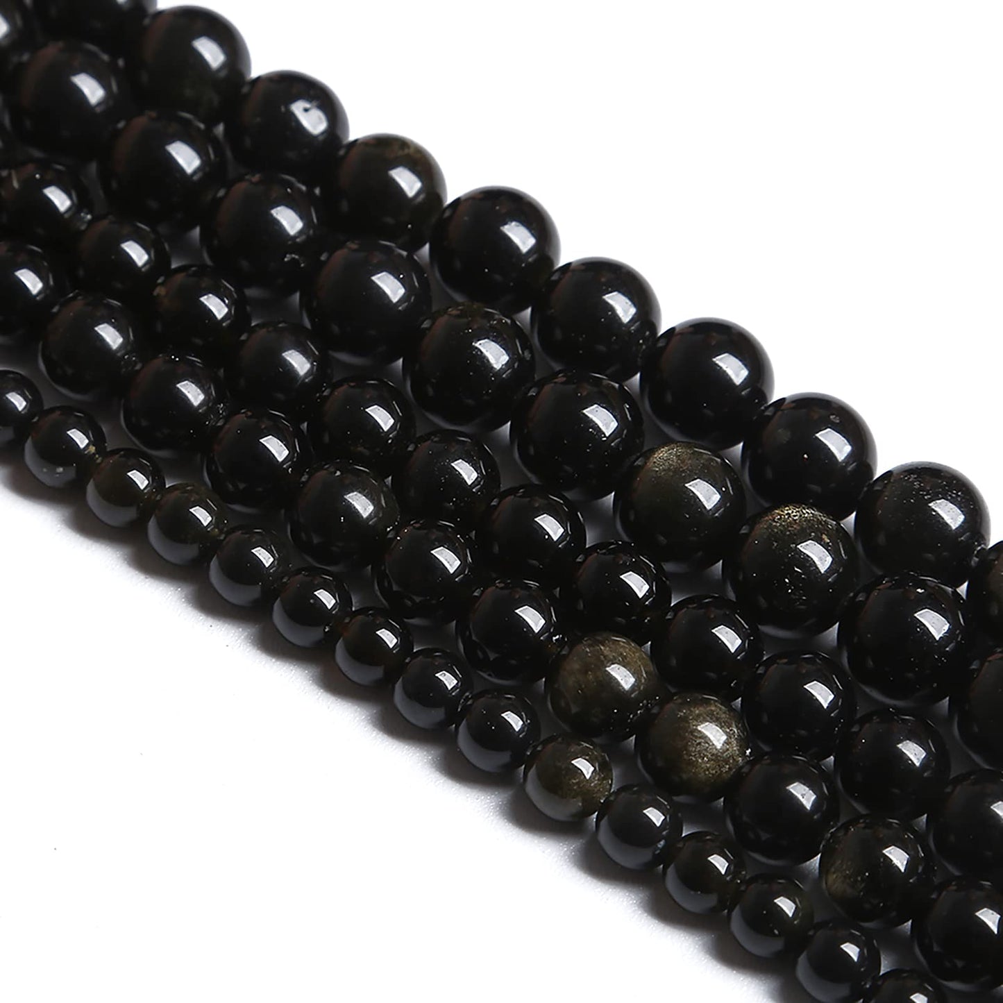 10MM 38PCS Natural Stone Golden Obsidian Loose Spacer Beads for Jewelry Making DIY Bracelet