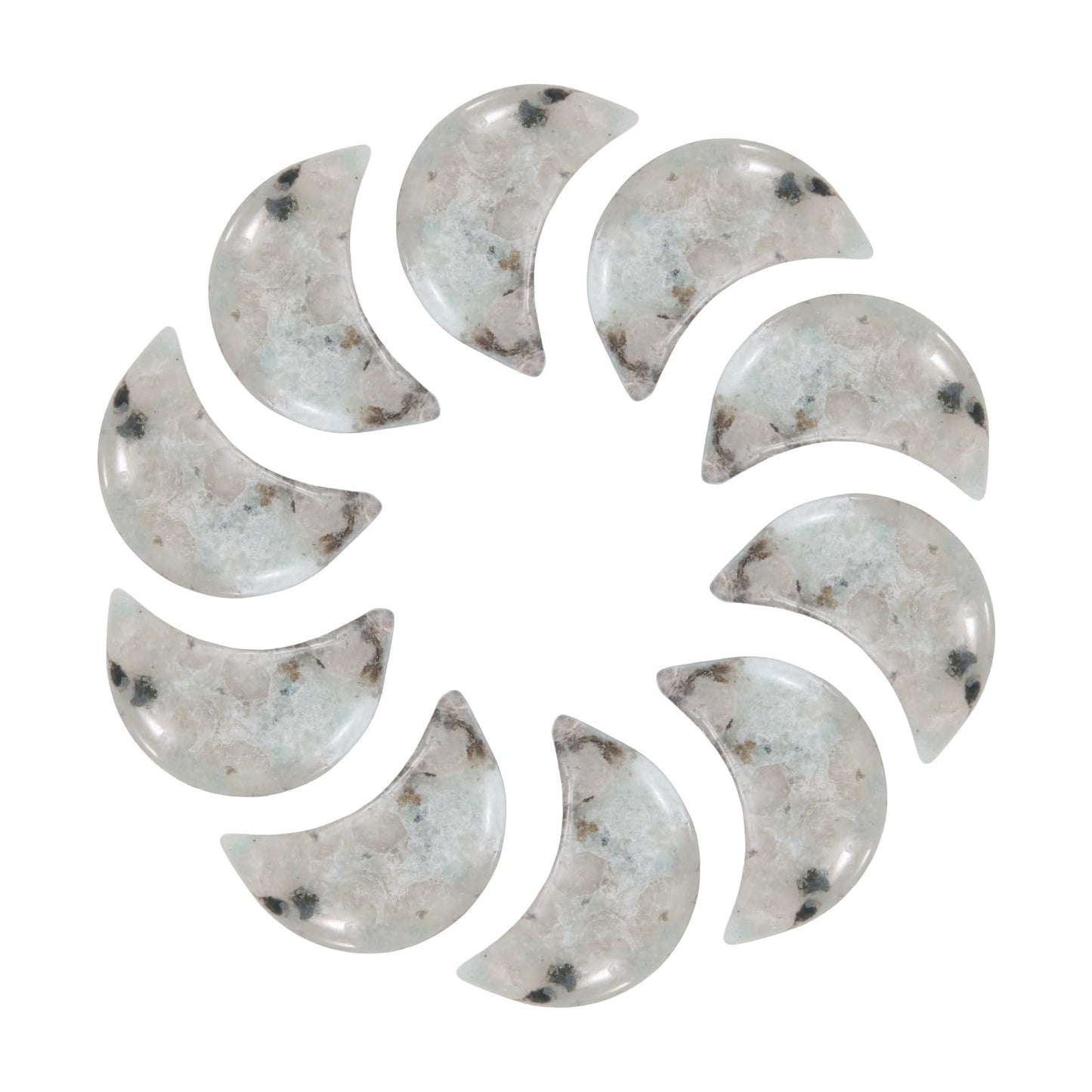 MECCANIXITY 10 Pcs Moon Crystal Worry Stone, 0.5 Inch Length Natural Tianshan Blue Moon Gemstone Bulk, Carved Pocket Stones for Meditation Balancing Pendant Decor