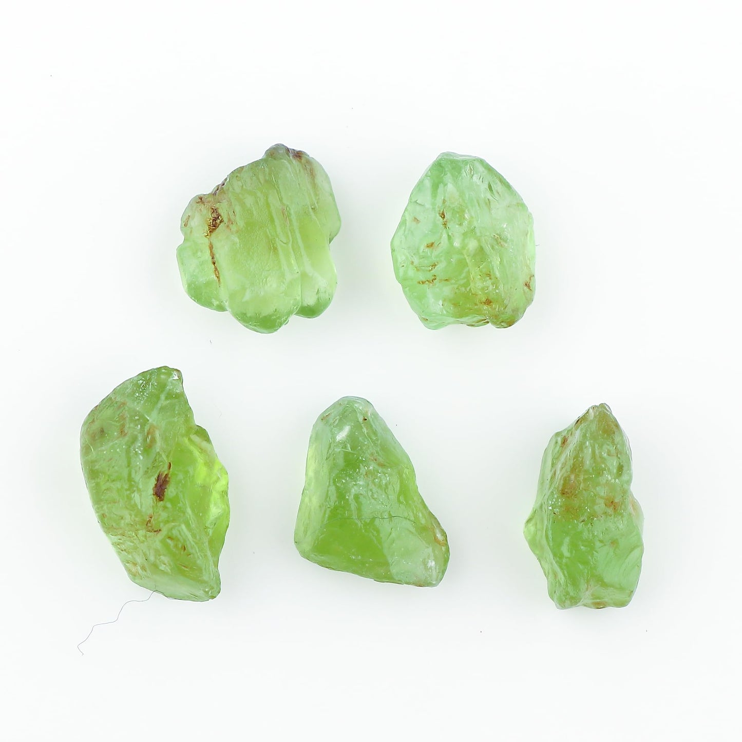 CRYSTALINES 5pcs AAA Grade Natural Raw Afghani Peridot Gemstone, Wholesale Rough Crystals, DIY-Crafts Jewelry Making, Assorted Stones, Bulk Loose Supplies, August Birthstone, Gem Collection