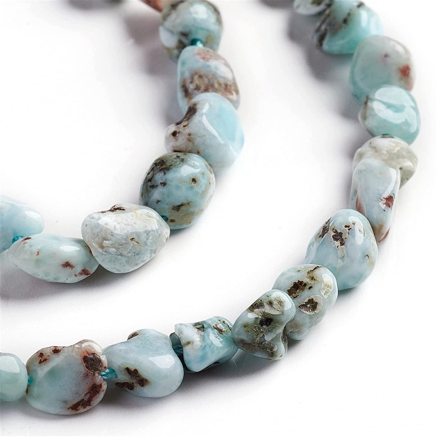 Fashewelry 48Pcs Irregular Natural Larimar Beads Nugget Tumbled Chakra Gemstone Beads Crystal Healing Drilled Loose Beads 6.5~9.5x5.5-7.5mm for Earring Bracelet Necklace Jewelry Making