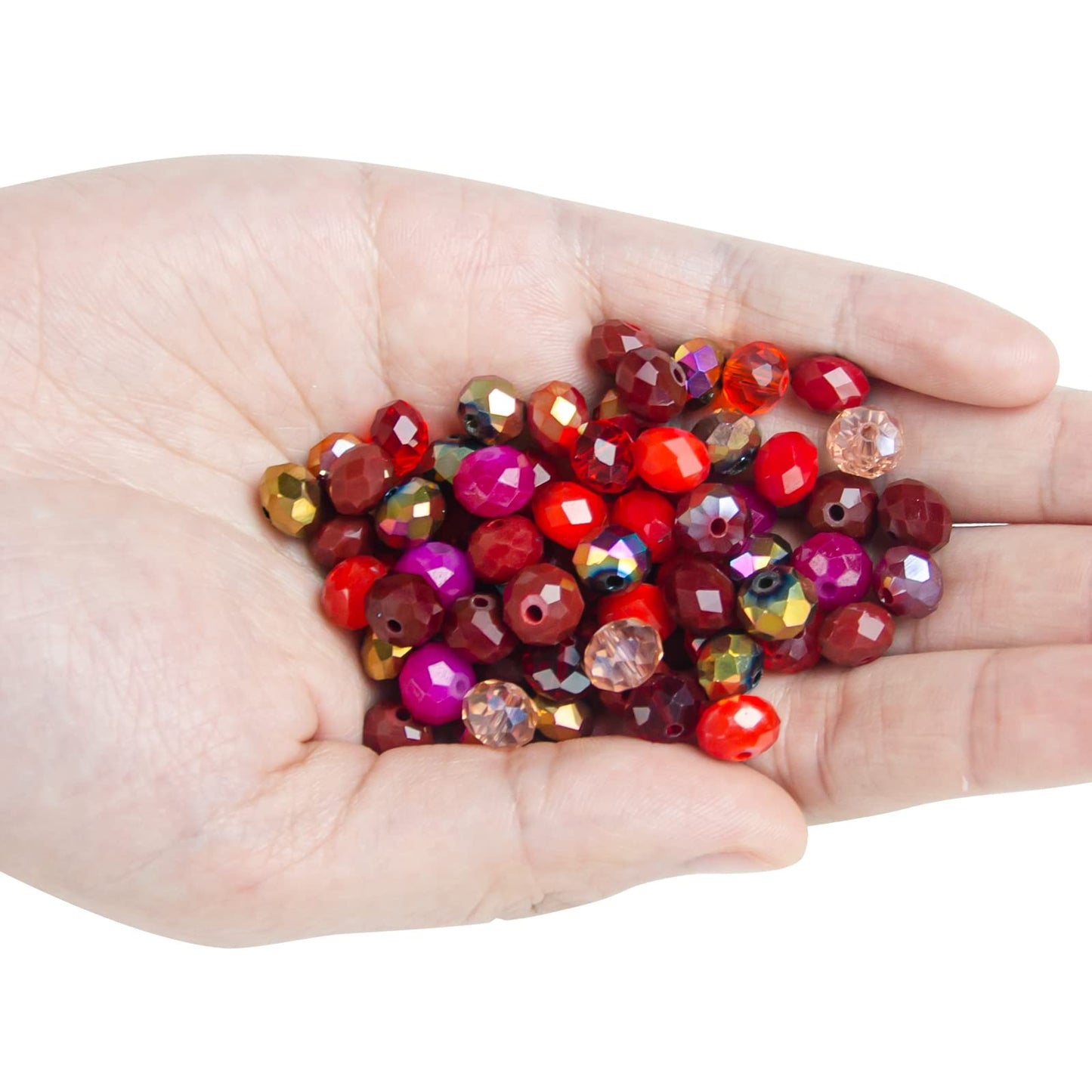 Niziky 200PCS Red Crystal Glass Beads, 6mm Multicolor Faceted Rondelle Briolette Spacer Beads for Jewelry Crafts Projects