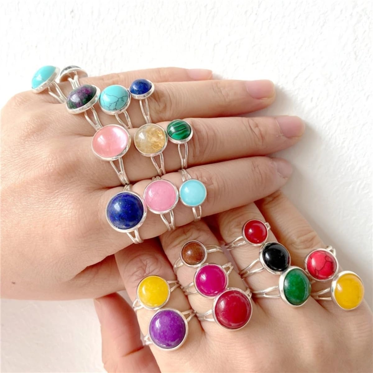 20pcs 8mm Natural Stone No Hole Green Aventurine Semicircle Smooth Cabochons Beads Healing Chakra Crystal Stone Bead for Jewelry Making Rings Earrings Necklace Bracelet DIY Crafts